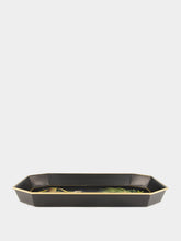 Les Ottomans Black Hand-Painted Iron Tray with Monkey