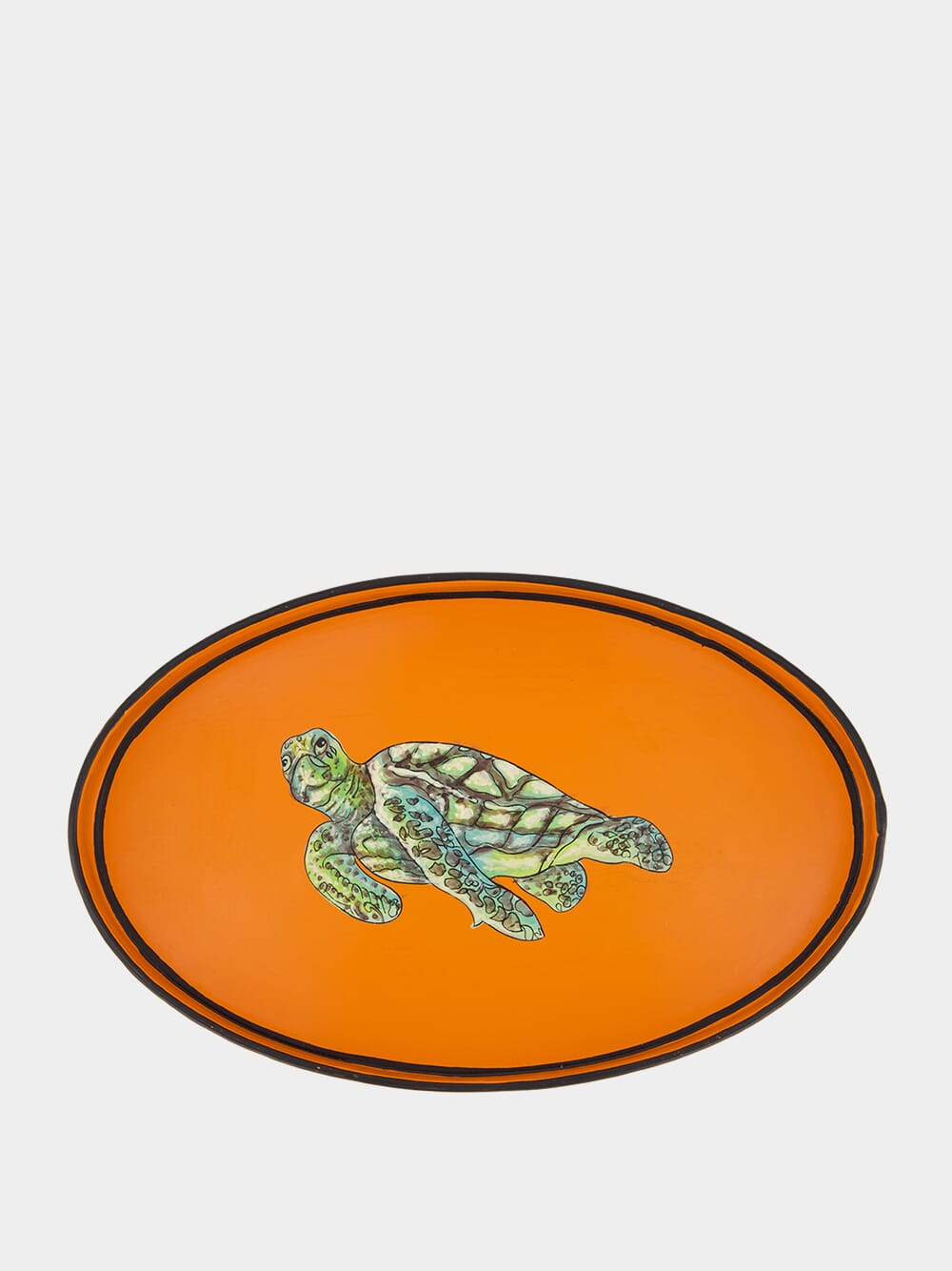 Handpainted Turtle Iron Orange Tray