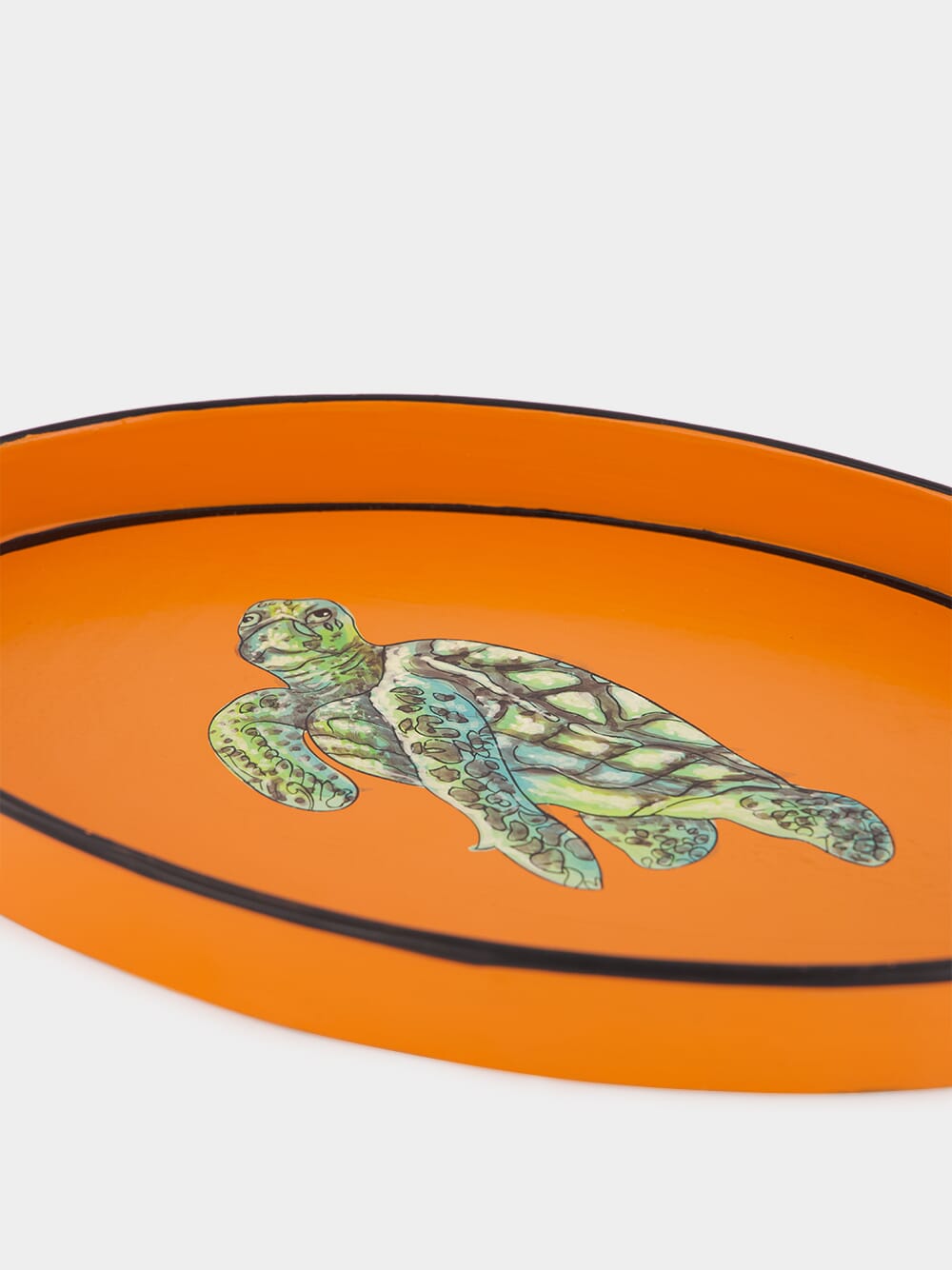 Handpainted Turtle Iron Orange Tray