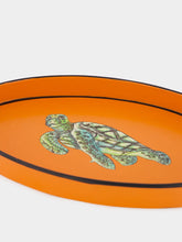 Les Ottomans Handpainted Turtle Iron Orange Tray