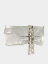 Jimmy Choo Silver Zandra Metallic Leather Clutch Bag