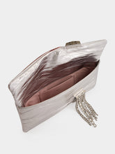 Jimmy Choo Silver Zandra Metallic Leather Clutch Bag