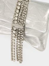 Jimmy Choo Silver Zandra Metallic Leather Clutch Bag