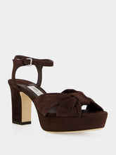 Jimmy Choo Heloise 80 Chocolate Suede Platform Sandals