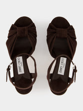 Jimmy Choo Heloise 80 Chocolate Suede Platform Sandals