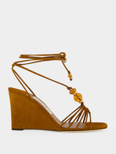 Jimmy Choo Lova Wedge 85 Tan Suede Beaded Wedges
