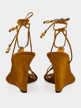 Jimmy Choo Lova Wedge 85 Tan Suede Beaded Wedges