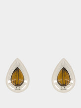 Julietta Vale Tigers Eye Rhodium-Plated Brass Earrings