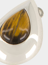 Julietta Vale Tigers Eye Rhodium-Plated Brass Earrings