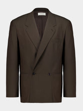 Lemaire Moss Double-Breasted Tropical Wool Blazer