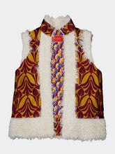 La DoubleJ Patterned-Brocade Shearling-Trim Vest