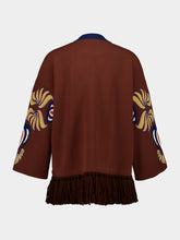 Paula Jade Potting Soil Jacquard Sweater with Fringes