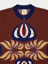 Paula Jade Potting Soil Jacquard Sweater with Fringes