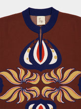 Paula Jade Potting Soil Jacquard Sweater with Fringes