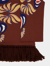 Paula Jade Potting Soil Jacquard Sweater with Fringes