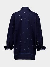 Paula Jasmine Blue Hand-Embroidered Denim Shirt