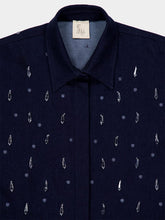 Paula Jasmine Blue Hand-Embroidered Denim Shirt