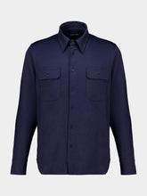 Tom Ford Navy Blue Silk Cotton Blend Military Shirt