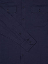 Tom Ford Navy Blue Silk Cotton Blend Military Shirt