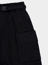 Y-3 Black Crinkled Twill Cargo Shorts