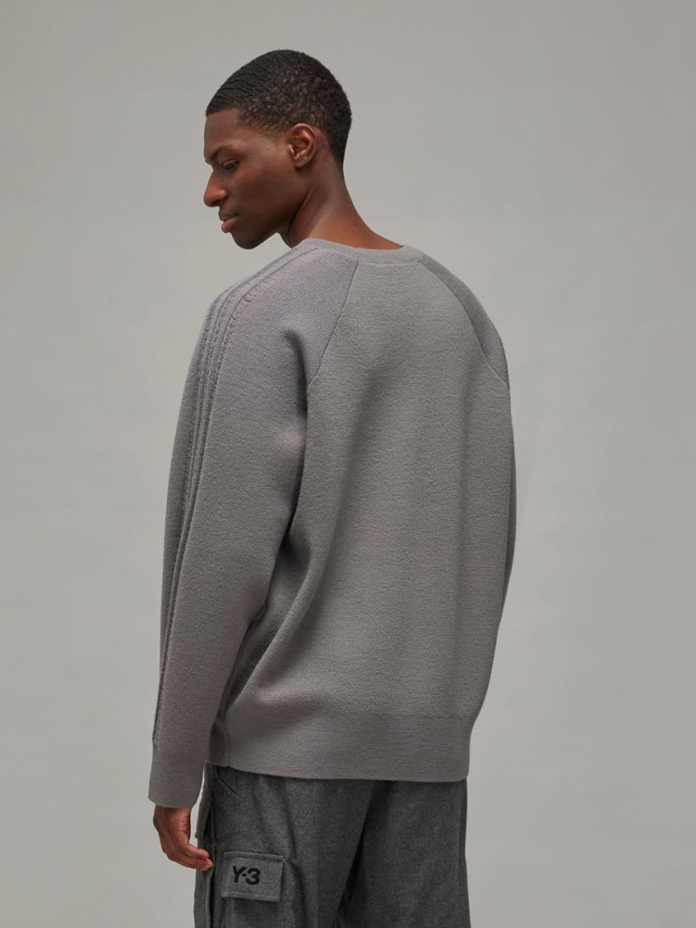 Grey 3S Knit Crew Sweater