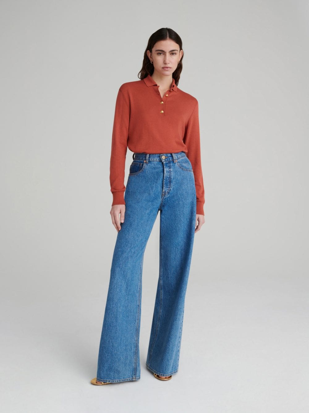 Blue Java High-Rise Wide-Leg Jeans