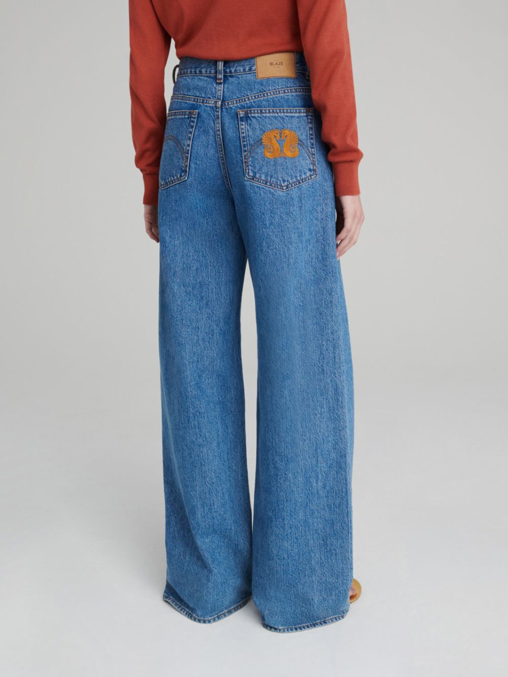 Blue Java High-Rise Wide-Leg Jeans