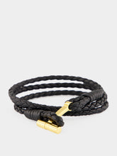 Tom Ford Black Braided Leather T Wrap Bracelet