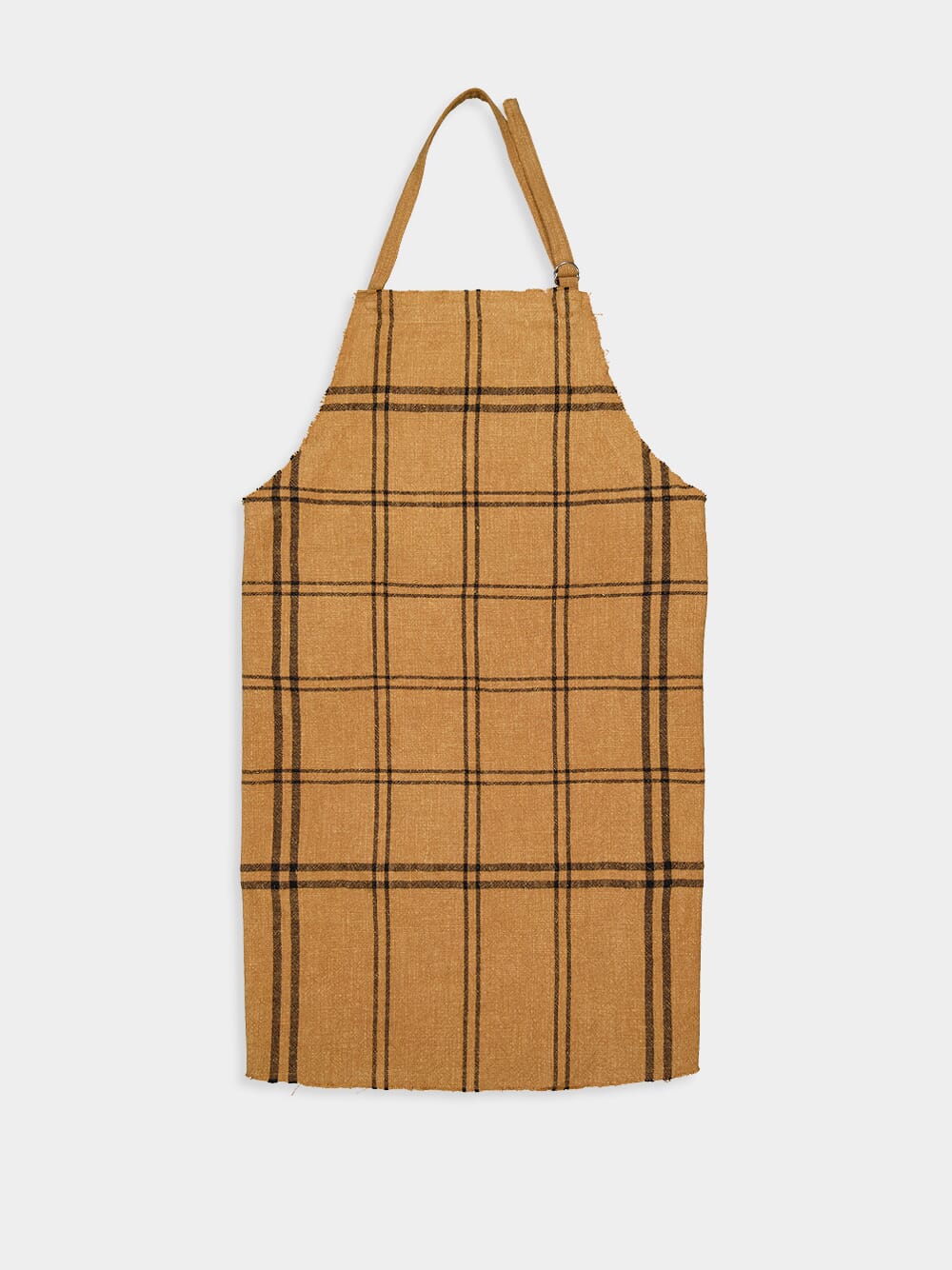 Checked Apron with Fringes