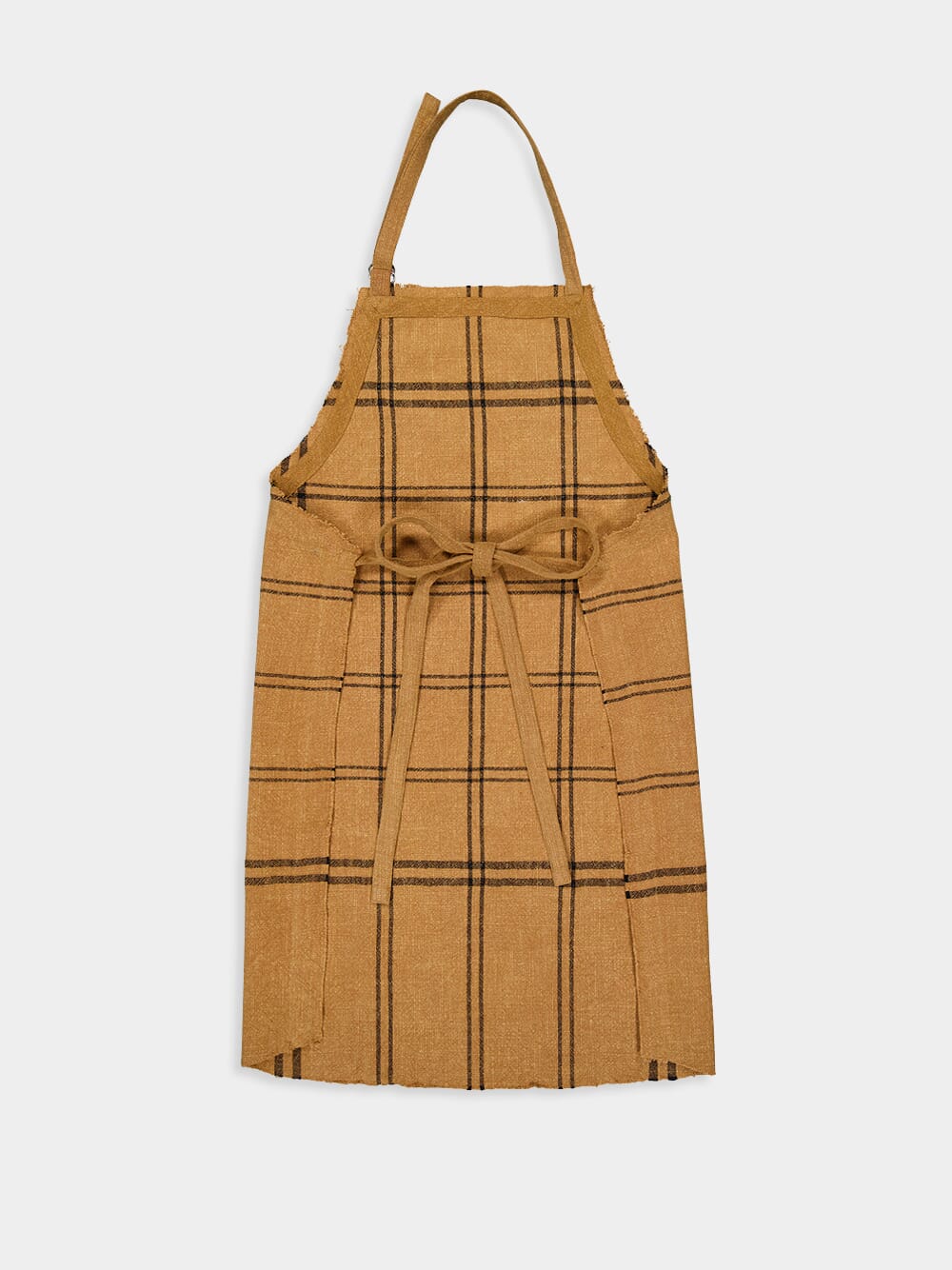 Checked Apron with Fringes