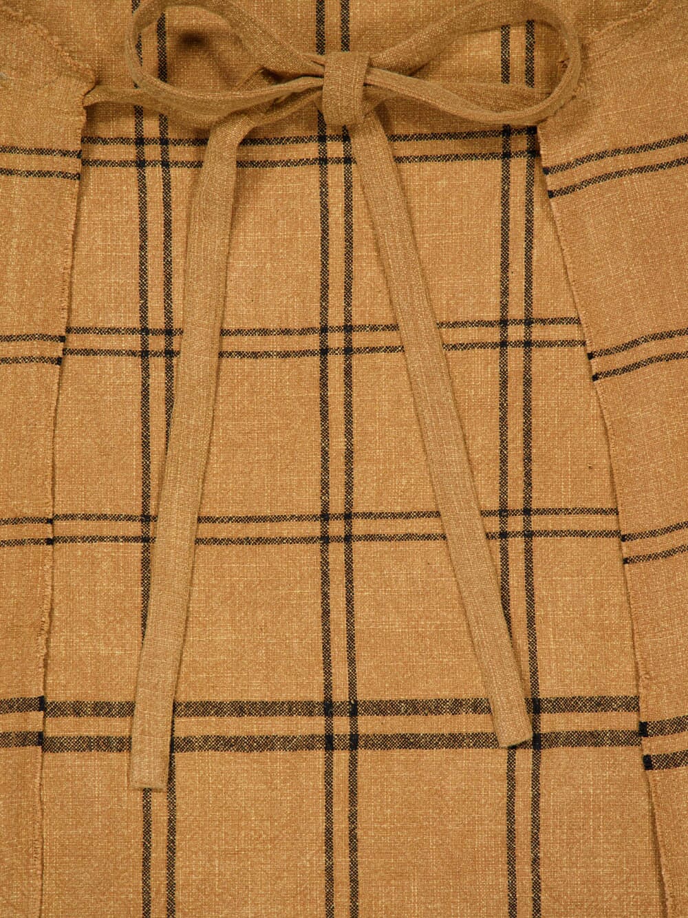 Checked Apron with Fringes