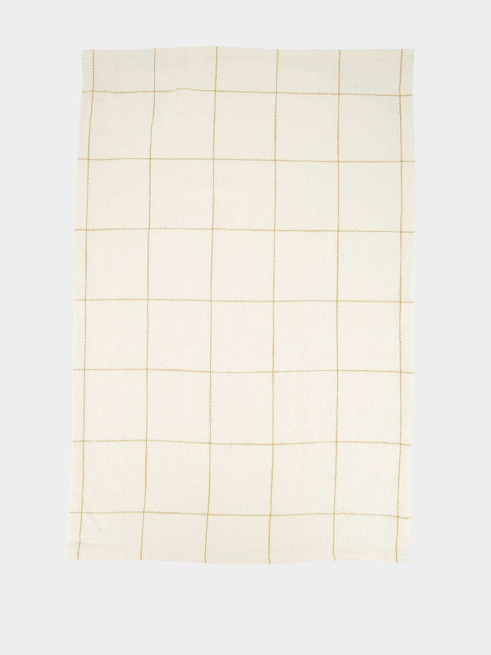 Off-White and Mustard Cotton Checked Kitchen Towel