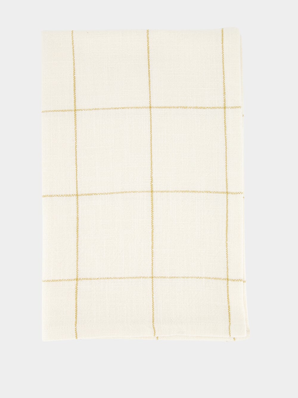 Off-White and Mustard Cotton Checked Kitchen Towel