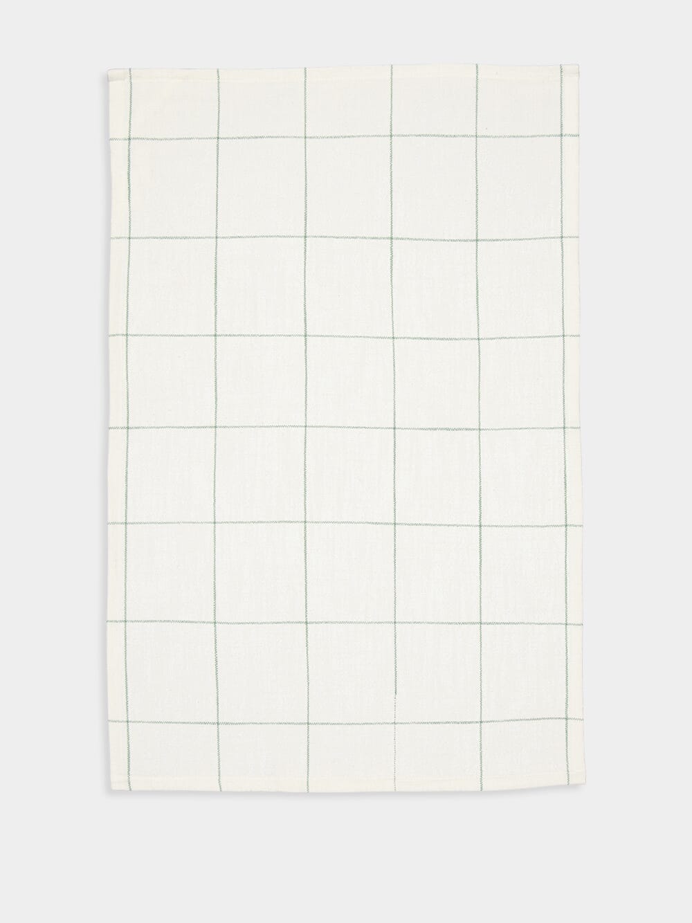 Off-White and Sage Checked Cotton Kitchen Towel