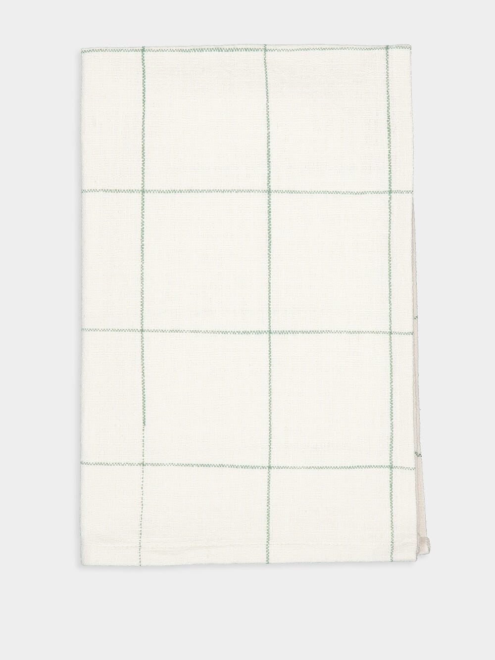 Off-White and Sage Checked Cotton Kitchen Towel