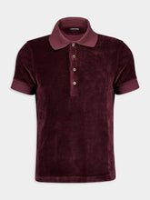 Tom Ford Burgundy Modal Velour Polo Shirt