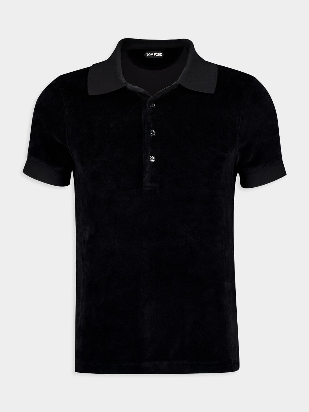 Black Modal Velour Polo Shirt