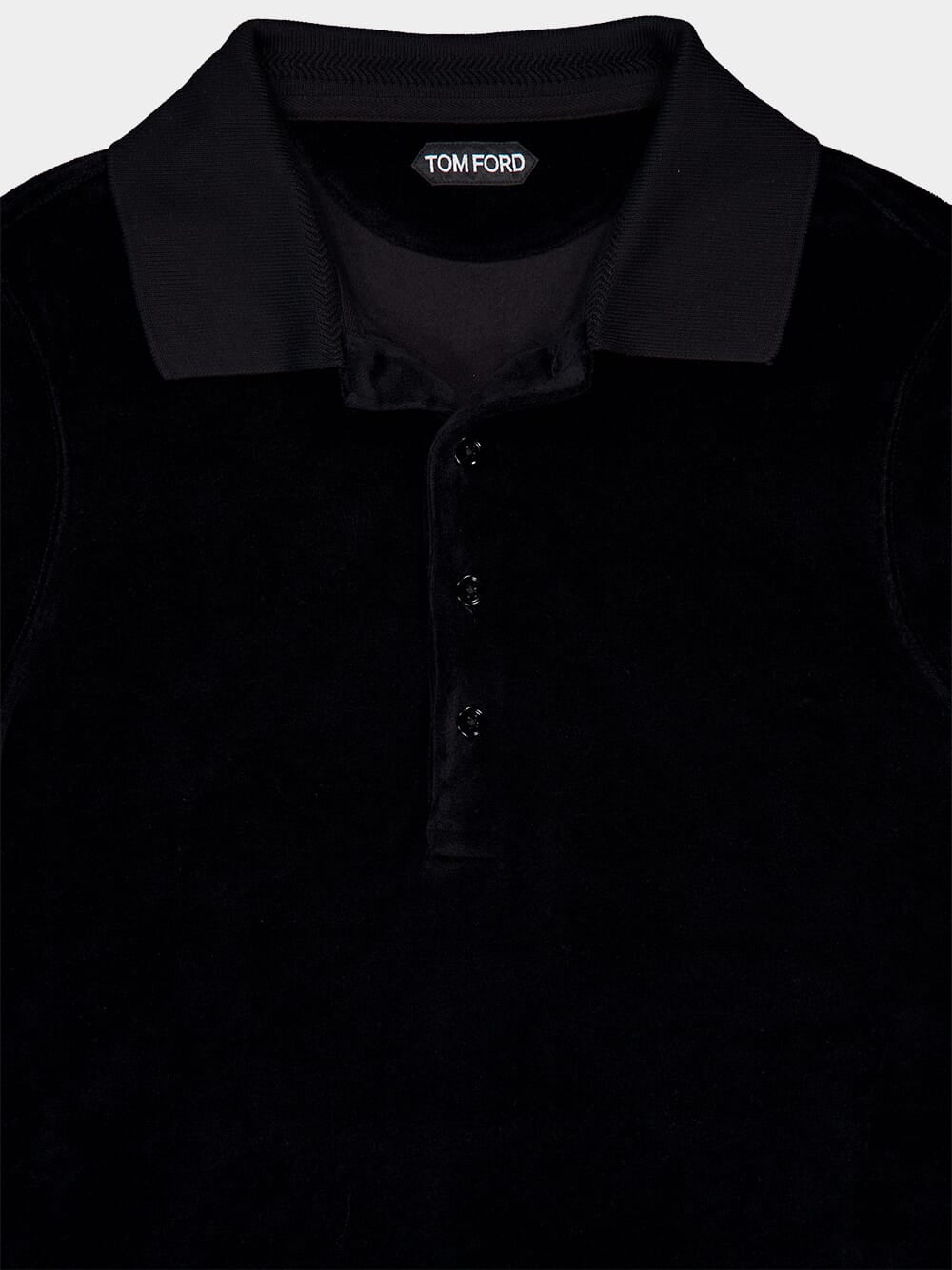 Black Modal Velour Polo Shirt