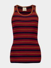 Paula Julia Red Dahlia Knitted Striped Tank Top