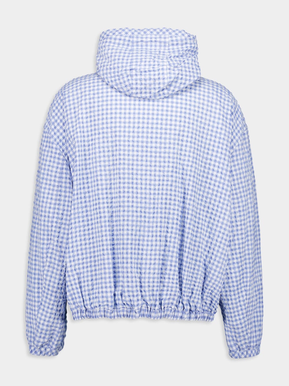 Light Blue Checked Seersucker Hooded Jacket