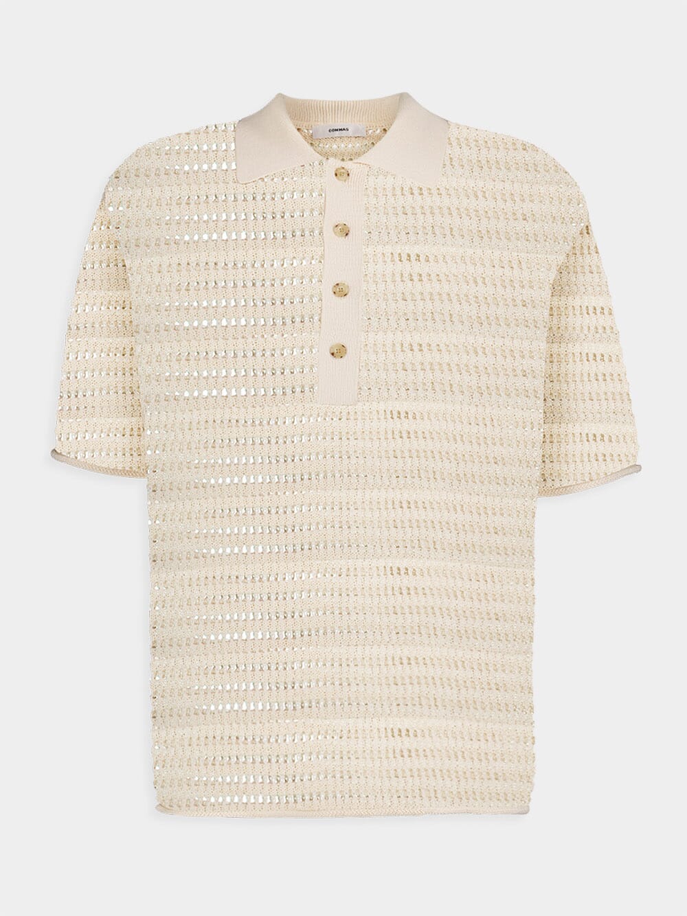 Open-Knit Cream Polo