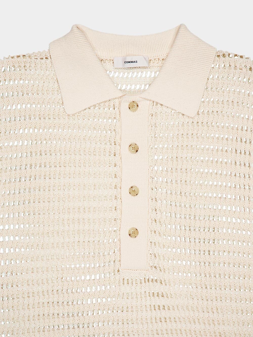 Open-Knit Cream Polo