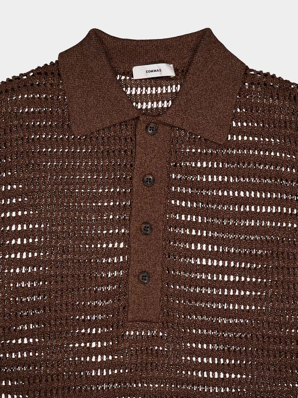 Open-Knit Chocolate Polo