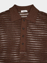 Commas Open-Knit Chocolate Polo