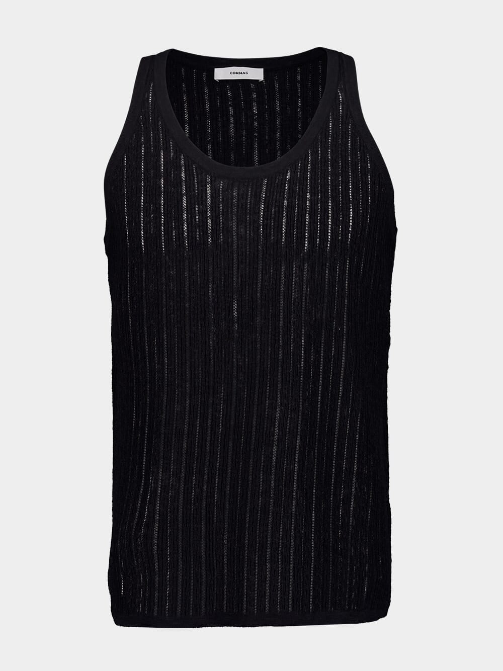 Black Pointelle Knit Tank