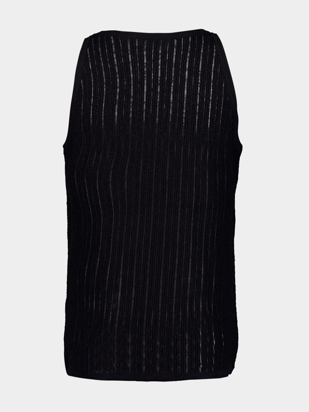 Black Pointelle Knit Tank