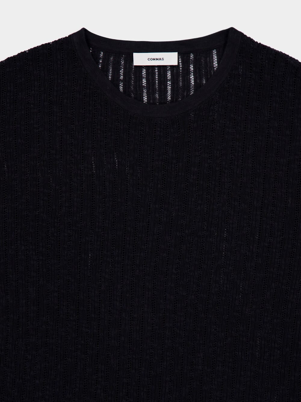 Black Pointelle Knit T-Shirt