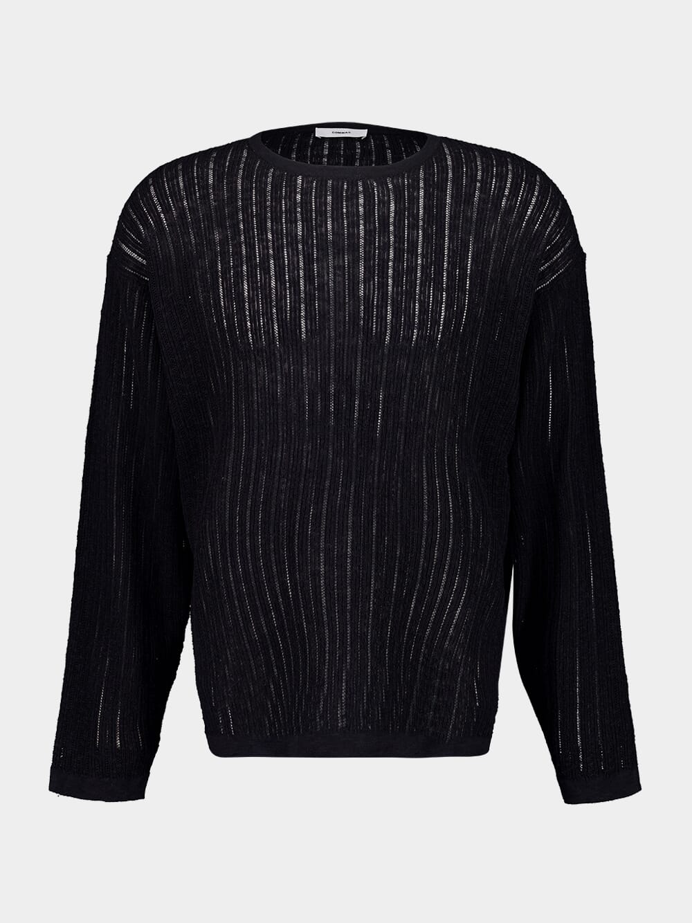 Black Pointelle Knit Sweater