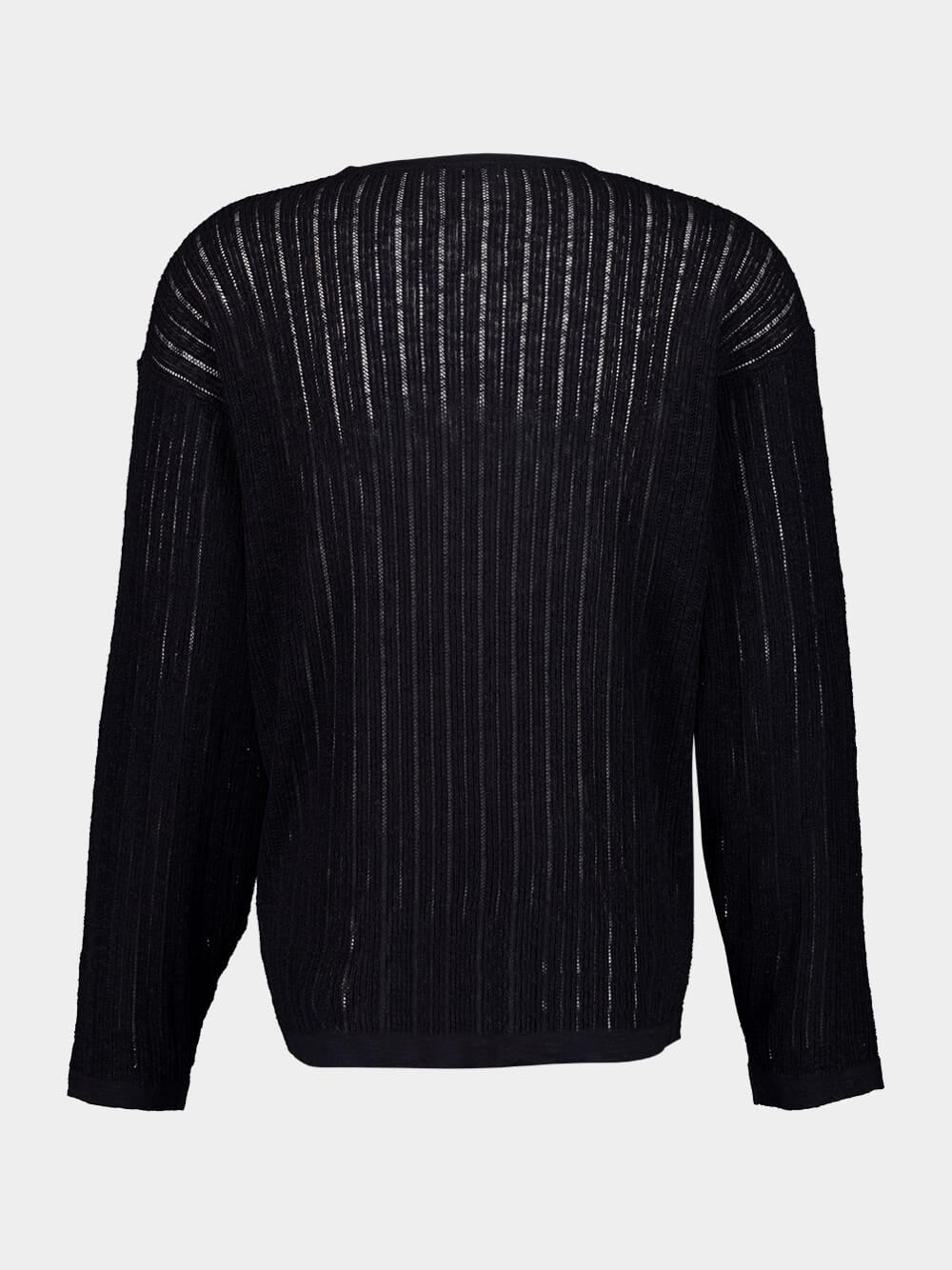 Black Pointelle Knit Sweater