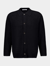 Commas Black Long Sleeve Buttoned Knit Cotton Shirt